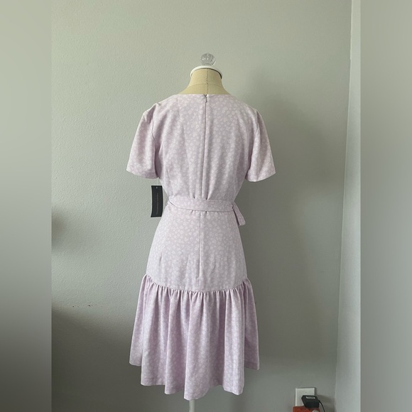 French Connection Mono Armoise Lavender Floral Wrap Mini Dress - Picture 8 of 13